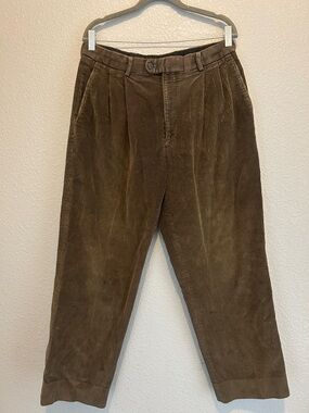 Men's olive green Corduroy Pleated Pants size 34